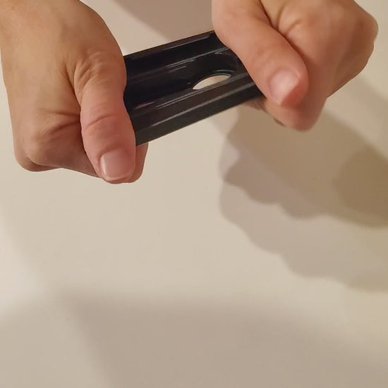 Video of the customizable black ID badge holder with a laser-etched logo